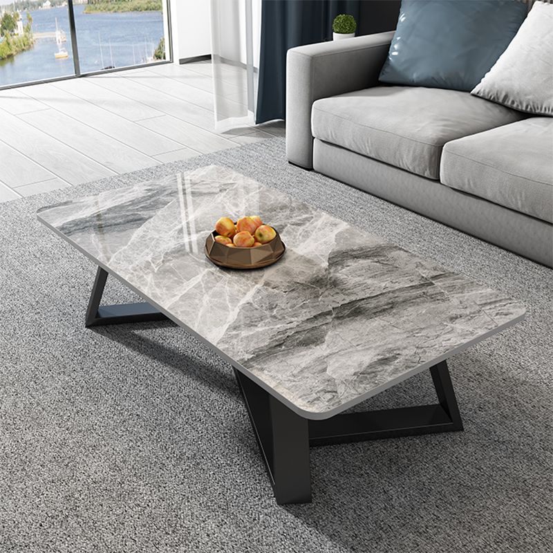 Glam Cross Legs Coffee Table Slate Rectangular Coffee Table Set for Home