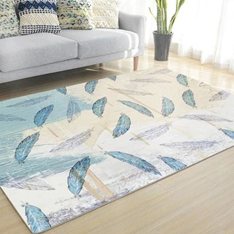 Light Gold Ginkgo Biloba Rug Polyester Simple Rug Washable Rug for Drawing Room