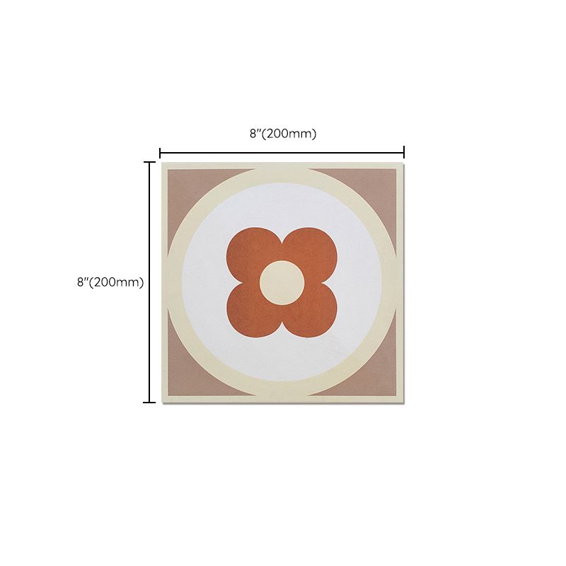 Modern Style Floor Tile Floral Print Square Straight Edge Waterproof Floor Tile