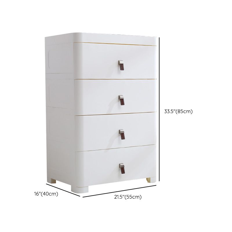 White Plastic Storage Cabinet for Bathroom Contemporary Cabinet with Drawers