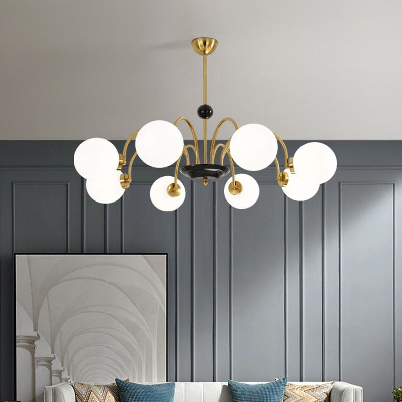 Glass Spherical Shape Chandelier Modern Style Multi Light Chandelier Light for Bedroom