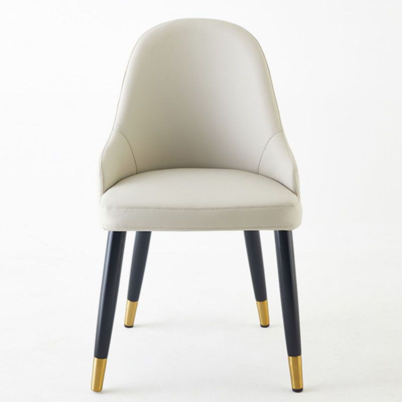 Glam Wood Dining Armless Chair Faux Leather Dining Chairs for Restaurant Use