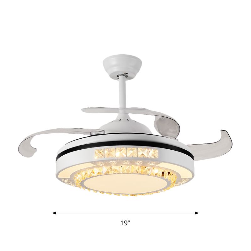 Handgeschnittenes kristallroundes Halbflush Mount Moderne 19 "W LED LED LED LED LEGENLICHE LABER Leuchte mit 4 Klingen