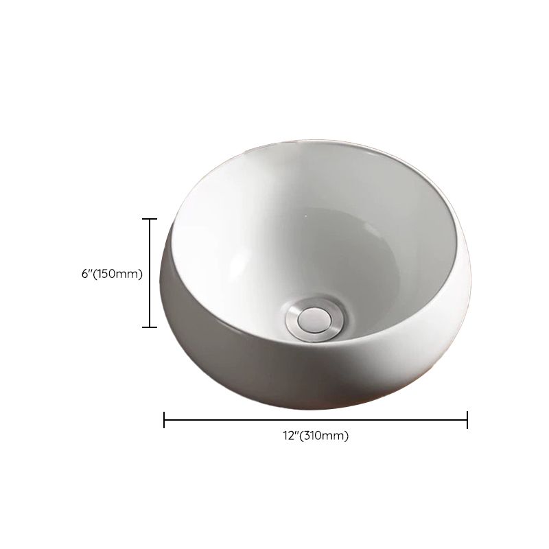 Modern Vessel Bathroom Sink Porcelain Oval with Pop-Up Drain Bathroom Sink