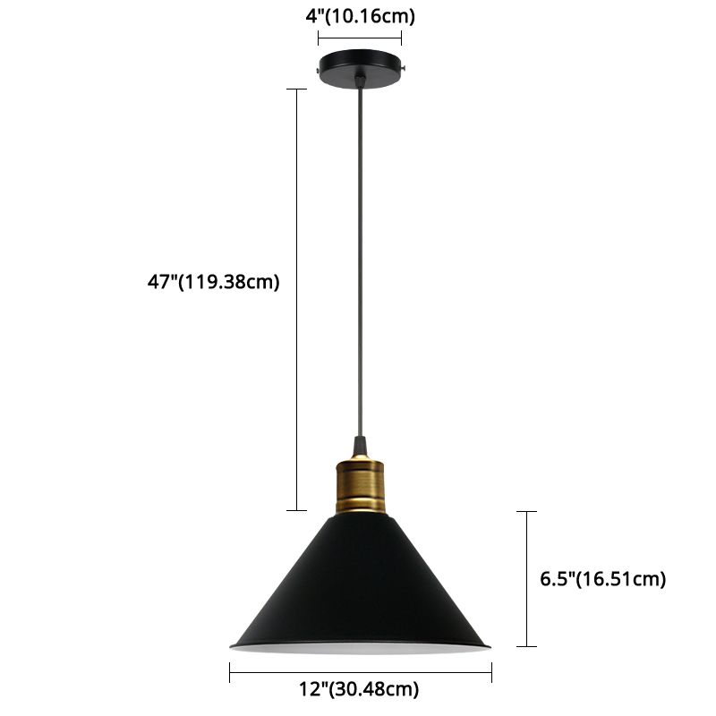 Metal Tapered Hanging Light Nordic Modern Style 1 Light Restaurant Ceiling Pendant Lamp