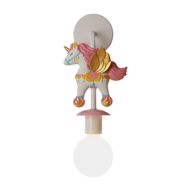 Rainbow Unicorn Wall Lighting Kinderenhars 1 lamp roze/blauwe wandlamp met bol met Globe Glass Shade