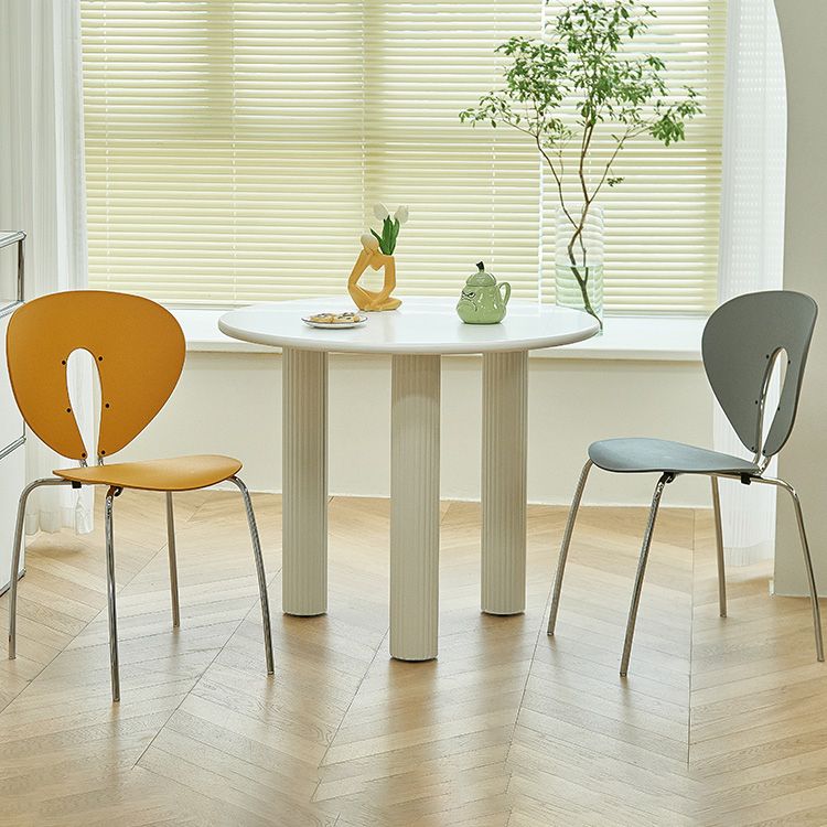 Modern Open Back Plastic Dining Room Silver Leg Dining Chair
