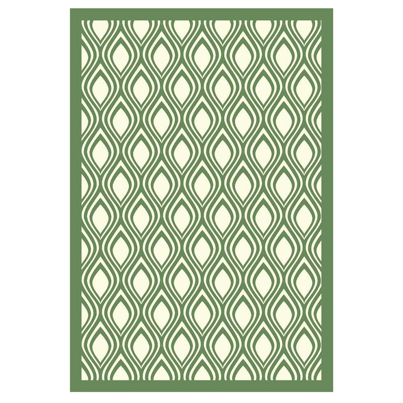 Green Diamond Area Rug Polyester Modern Rug Stain Resistant Rug for Living Room