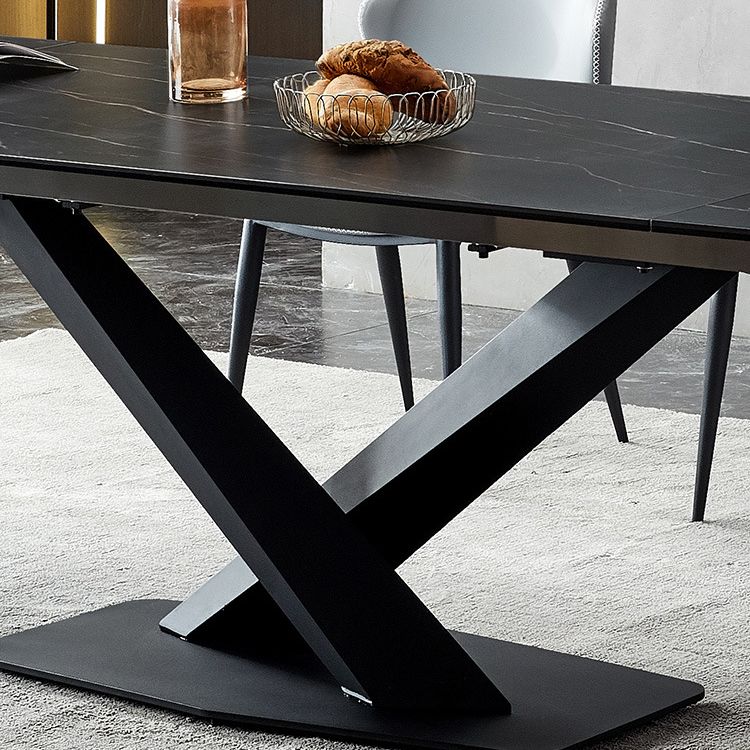 Minimalist Foldable Dining Set Standard Height with Black Base Dining Room Set for Home Use