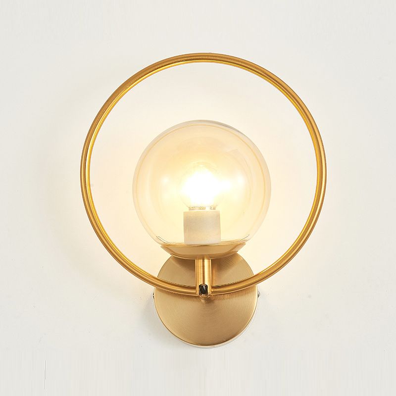Hoop Shape Wall Sconce Modern Style Metal 6 Lights Wall Mount Lamp for Living Room