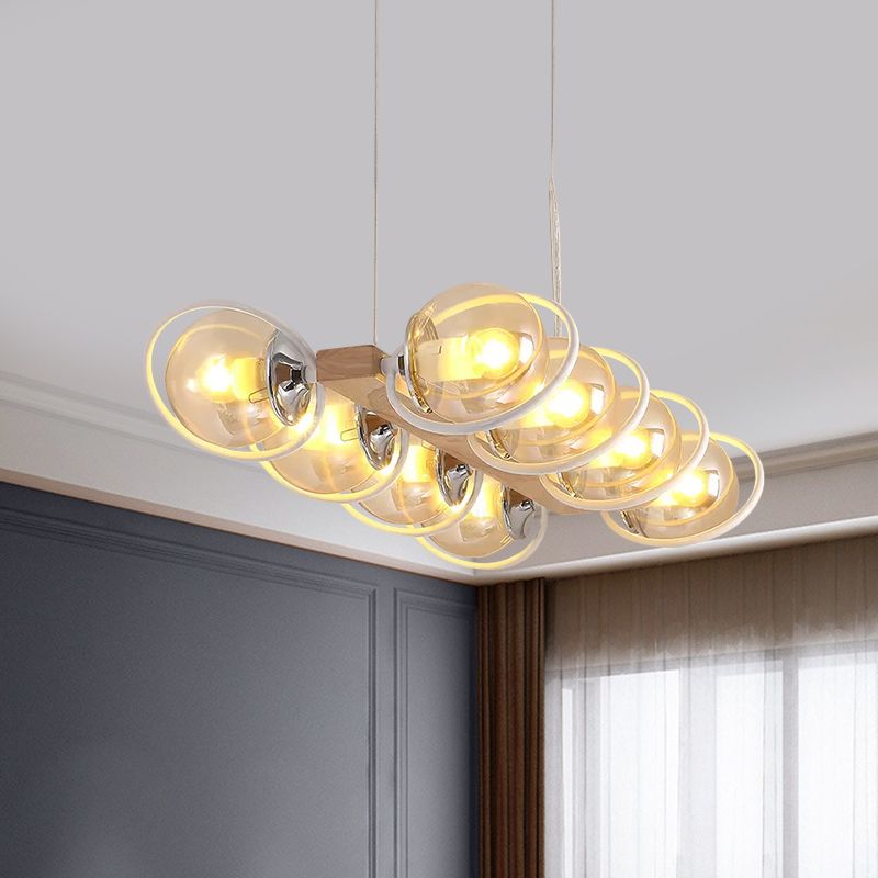 Cognac Bubble Shade Island Lighting 6/8/12 Lights Modern Glass Hanging Light Fixture for Dining Room