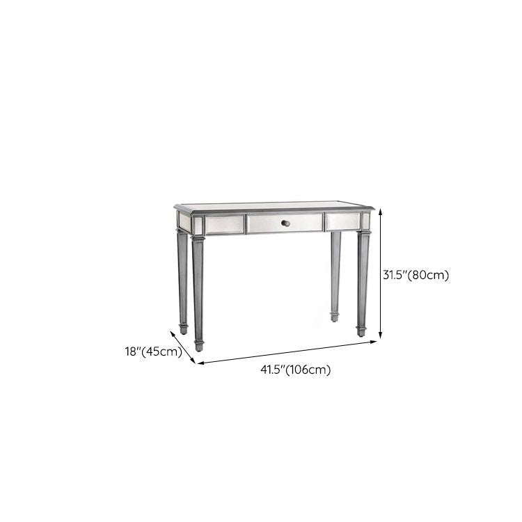17.71" Wide Sliver Vanity Set with 3 Storage Drawers Glass Make-up Vanity