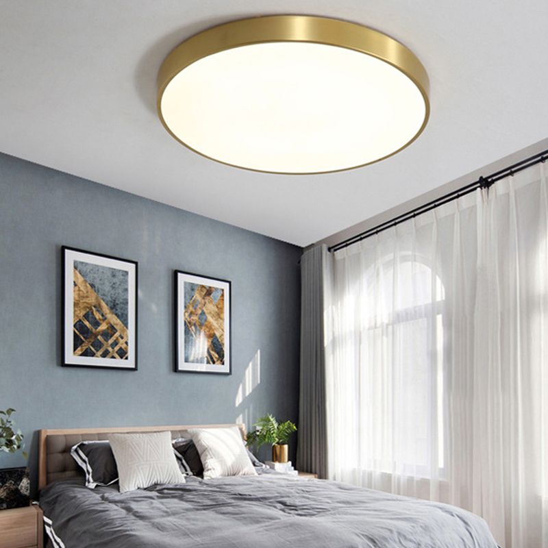 Nordic Modern Style Geometric Ceiling Lamp Copper 1 Light Flush Mount Lamp for Bedroom