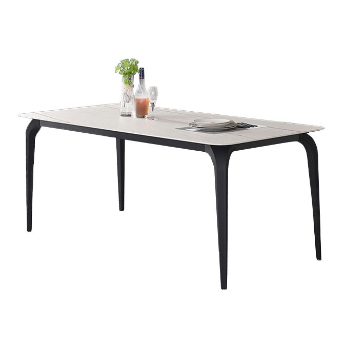 Modern Rectangle Dining Table Stone Top Table with Stainless Steel 4 Legs