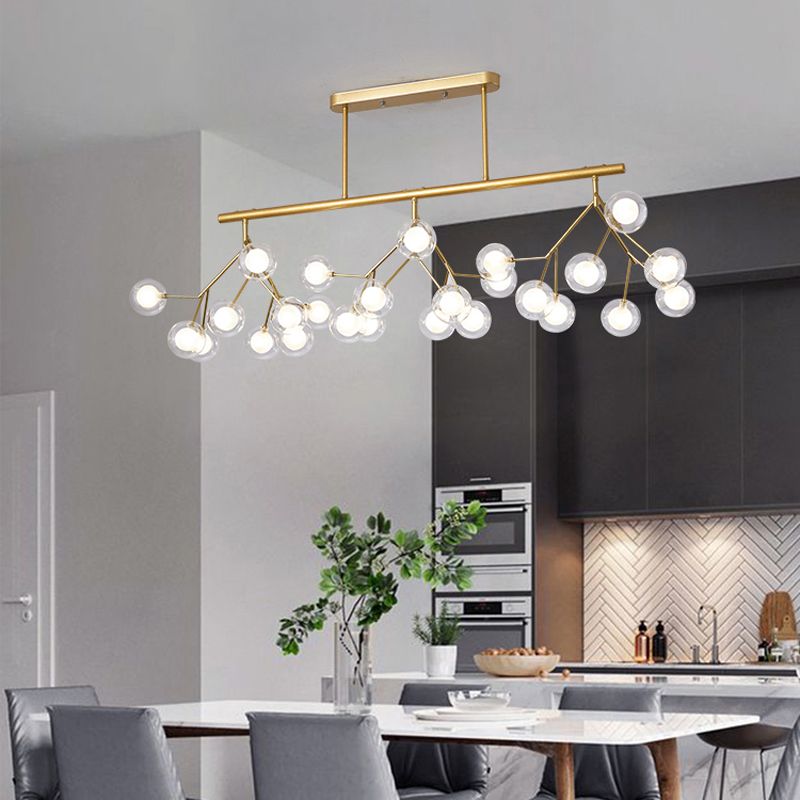 27-Lights Sputnik Shape Island Light Acrylic Chandelier Lamp for Dining Room