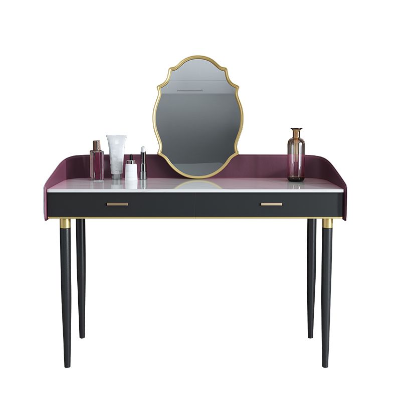 Solid Wood Vanity Luxurious Stone Top Dressing Table in Purple