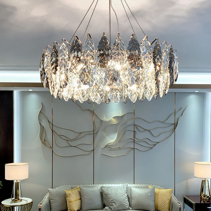 Luci a sospensione geometrica Modern Crystal Crystal Apparecchiatura dell'illuminazione a sospensione in grigio per soggiorno
