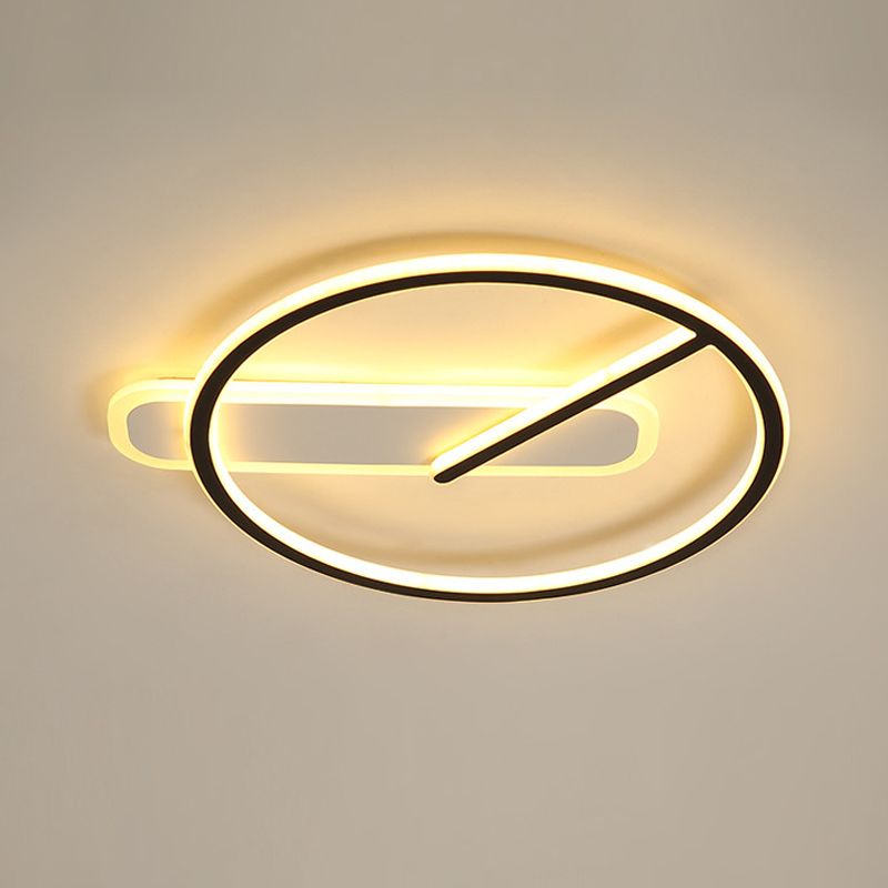 Zeitgenössische Flush-Leuchten Taktförmige 2 leichte Metallspüschmontagelampen in Schwarz