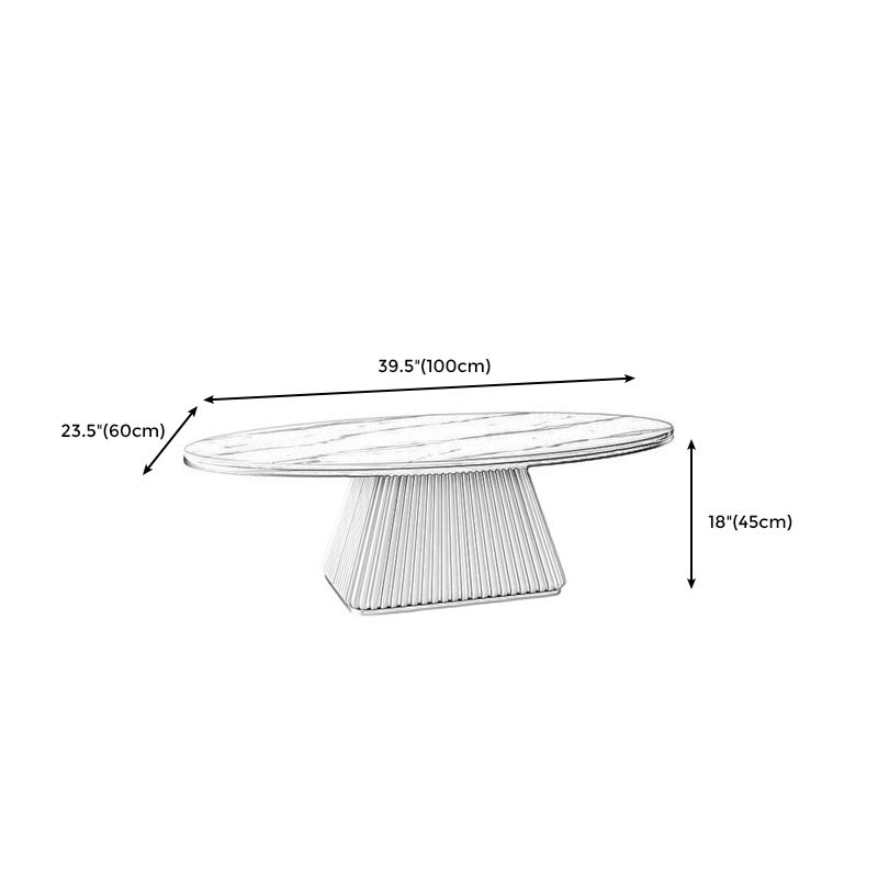 Modern Style Oval Coffee Table Metal Base on Top of Black Gold/platinum/white Slate