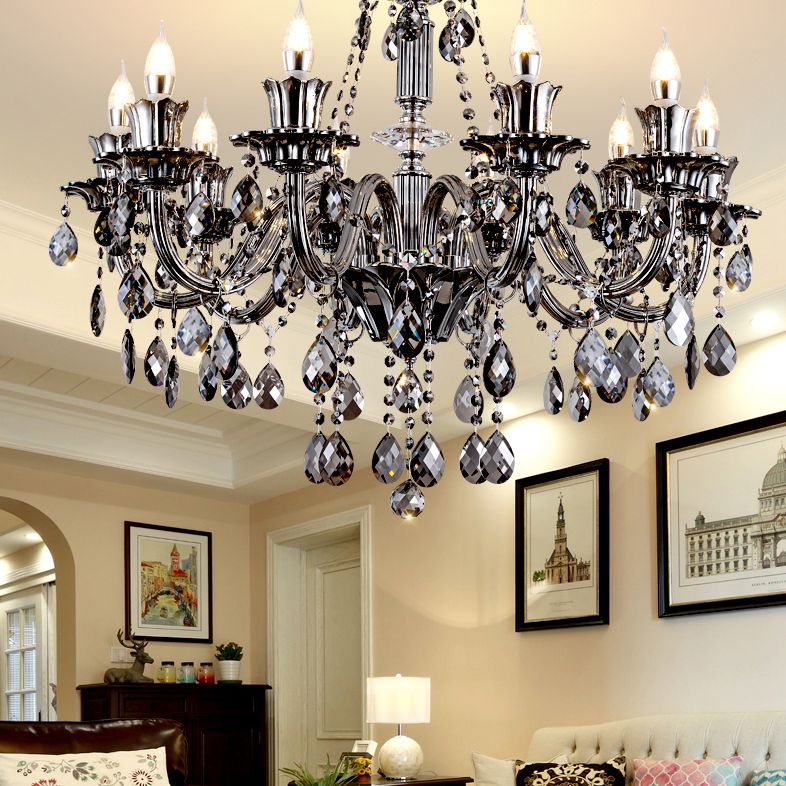 Crystal Candelabra Hanging Light Fixtures Vintage Living Room Hanging Chandelier Light