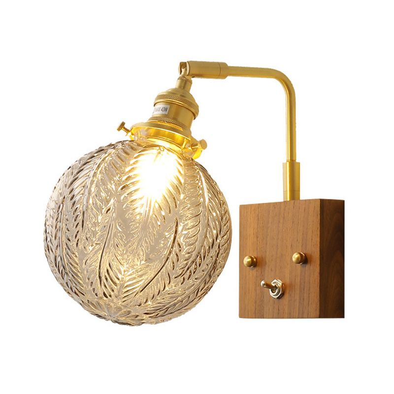 Ball Shape Glass Wall Light Modern Style 1-Light Wall Light Sconce