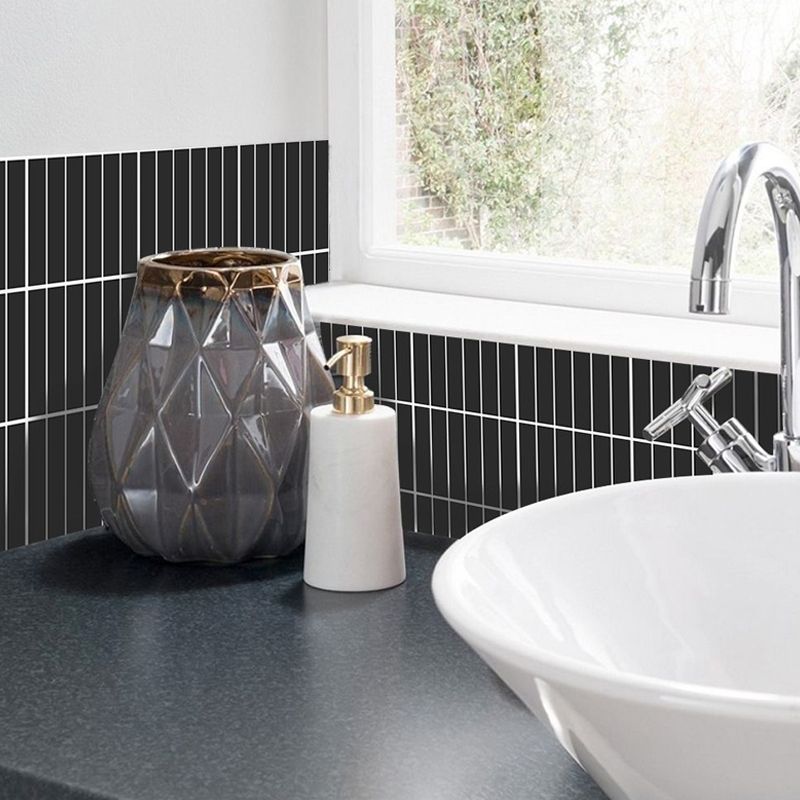 Black Minimal Adhesive Wallpaper Panels 50 Pieces 12.2-sq ft Striped Wall Art for Living Room