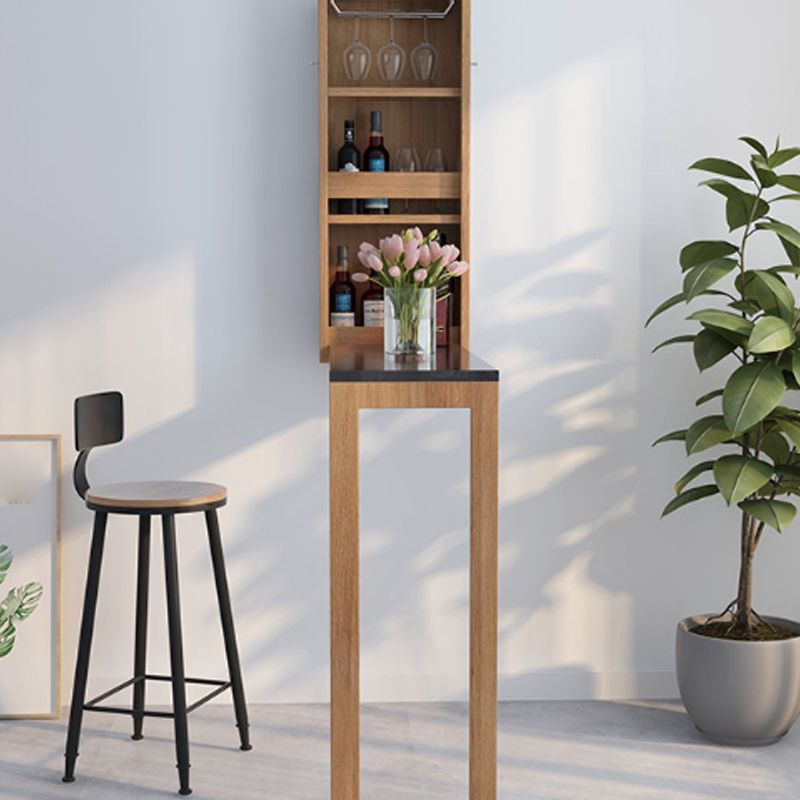 Tavolo da bar in legno in stile industriale e rettangolo naturale top bistro pieghevole