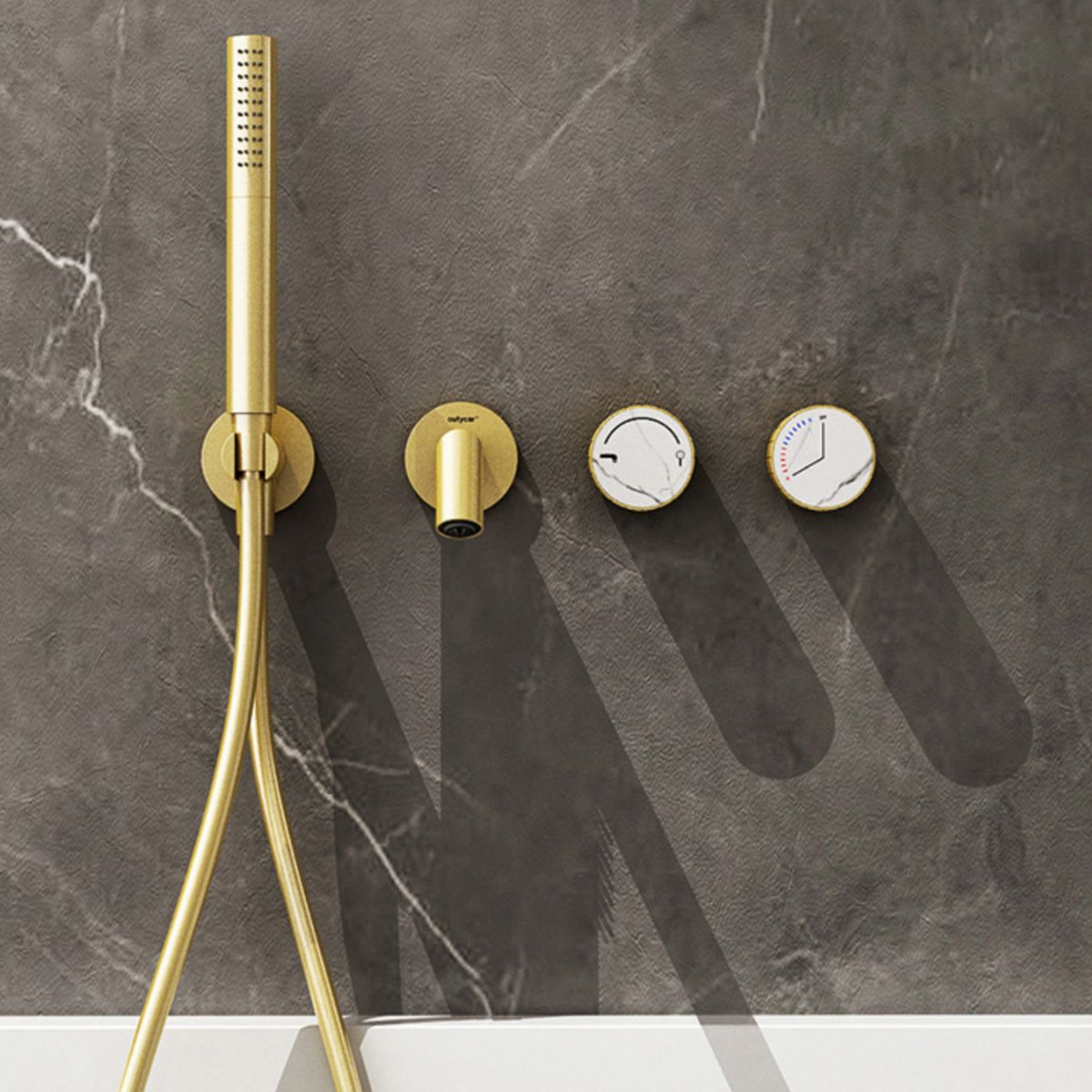 Wall Mounted Tub Faucet 2 Handle Valve Tub Spout Trim with Hand Shower