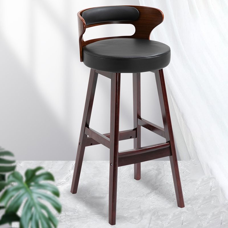 Taburete moderno de respaldo de respaldo sin brazo Taburete de bar de madera con cojín