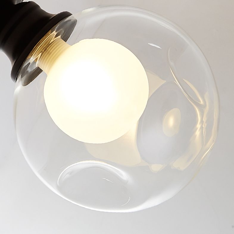 Spherical Glass Semi Flush Mount Light Simplistic Black Semi-Flush Ceiling Light