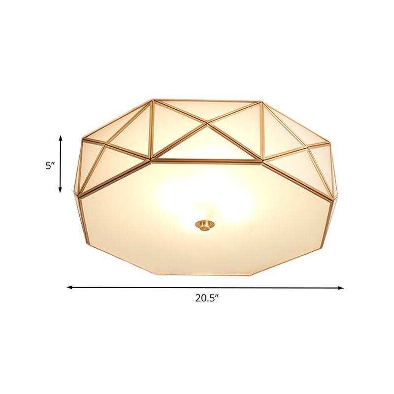 Lampe encastrée à tambour géométrique en verre opale, moderne, 4/5 lumières, finition en laiton, largeur 16,5"/20,5"