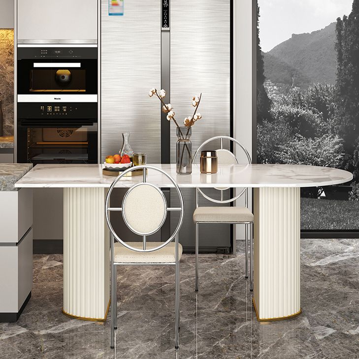 Traditional Luxury Dining Table Oval Double Pedestal Home Furniture for Indoor