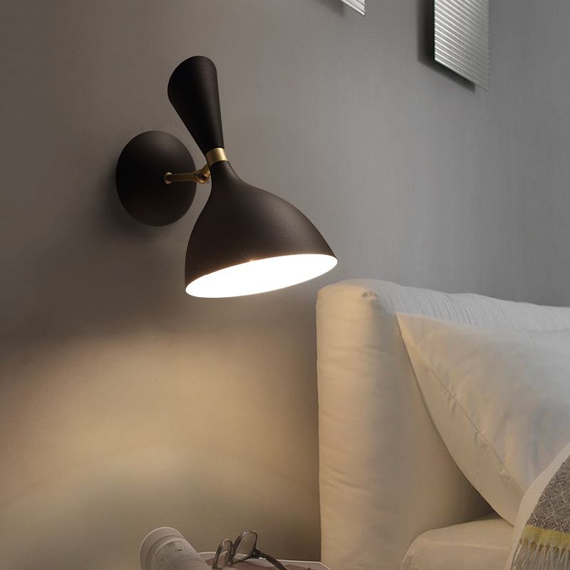 Nordic Macaron Double Cone-Shaped Wall Light Sconce Metallic Wall Light Fixtures for Bedroom