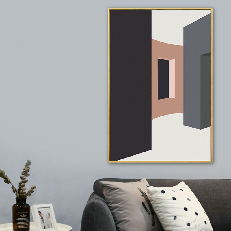 House Interior View Wall Art Living Room Architecture Drawing Canvas in Soft Color for Decor