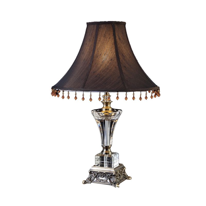 Bell Living Room Night Table Light Traditional Single Head Black Brown Nightstand Lampe avec Crystal Drop