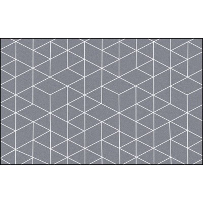 Grey Contrast Stitching Geometric Rug Polyester Modern Indoor Rug Machine Washable Stain Resistant Non-Slip Rug for Bedroom