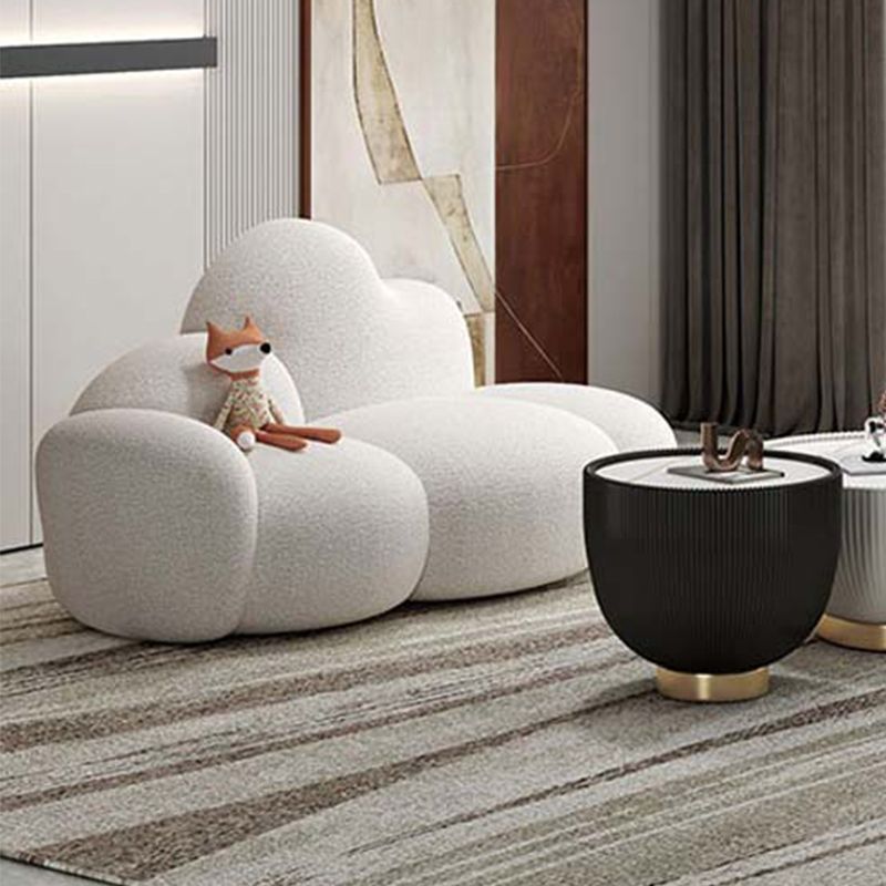 Contemporary Style Curved Sofa 33.46" H Armless Sofa in White