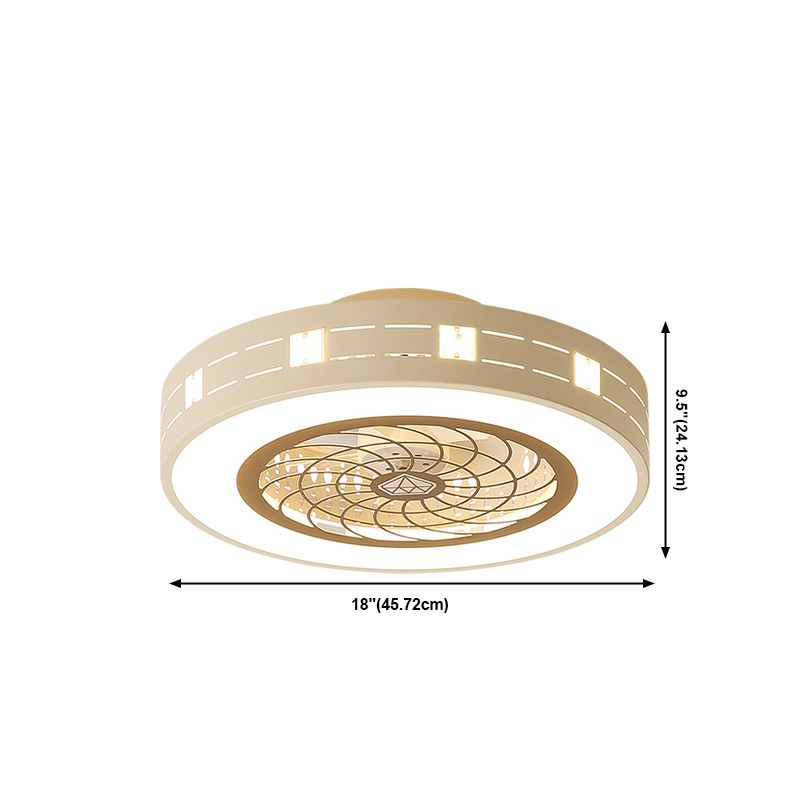 Nordische, trommelförmige Deckenventilator Lampe Metall Esszimmer LED Semi Flush Light mit ausgehöhltem Design
