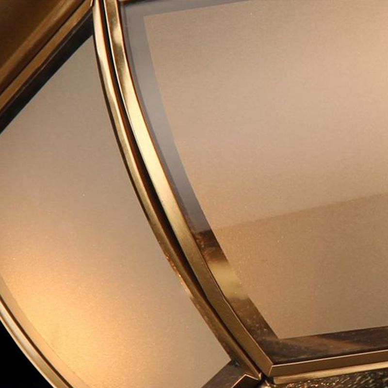 Plafonnier concave en verre dépoli 14"/18" W, lampe de salon traditionnelle à 3/4 lumières en laiton
