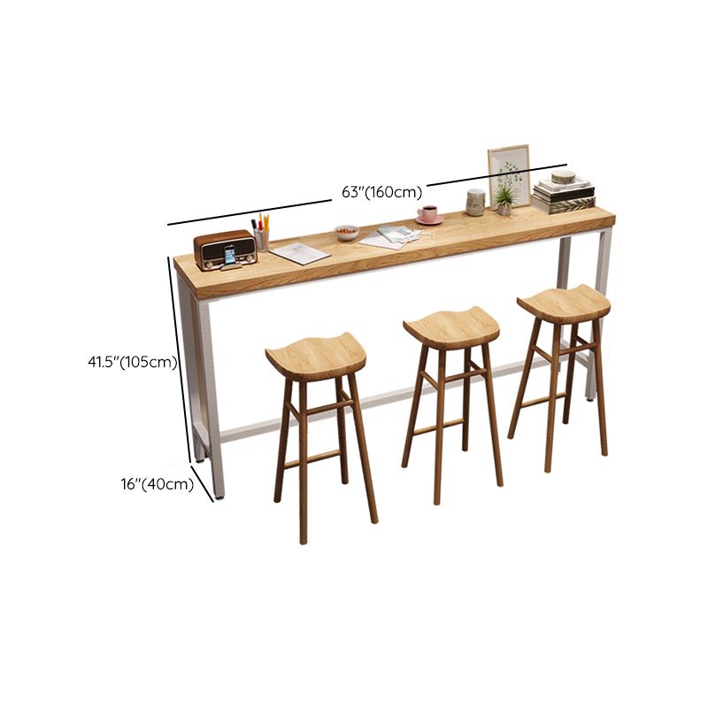Industrial Style Bistro Bar Desk Pine Solid Wood Rectangle Bar Dining Table for Indoor