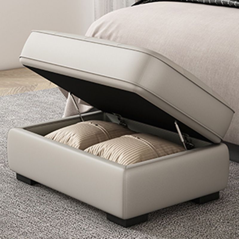 Contemporary Style Rectangular Ottoman Leather Foot Stool with Legs