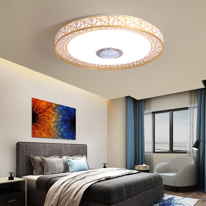 Round Shape LED Intelligent Ceiling Lamp Modern Iron 1 Light Flush Mount for Bedroom