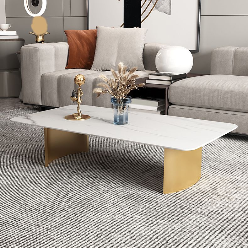 Glam Sled Coffee Table Slate Rectangular Cocktail Table for Home