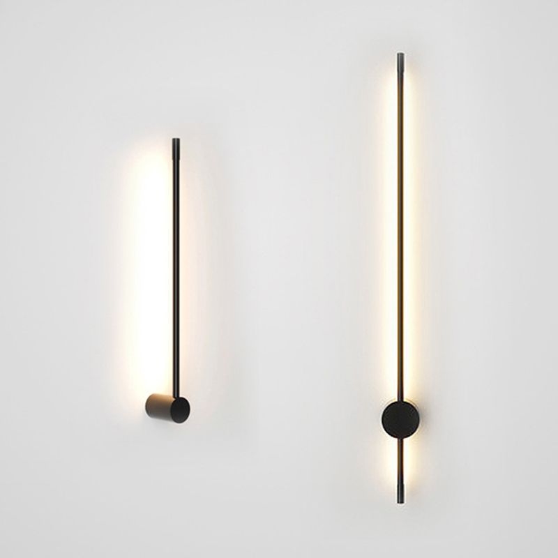 Modern Metal Wall Sconce Linear Shape Vanity Lamp with Acrylic Shade in Black for Bathroom