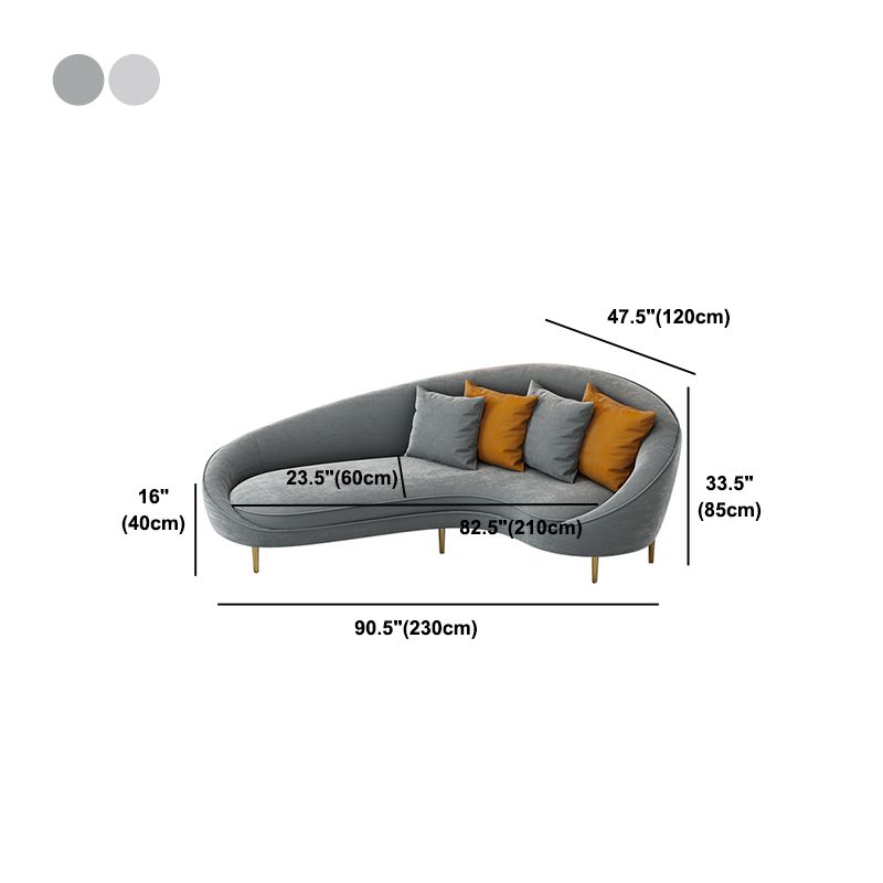 Velvet Tight Back Sofa with Tuxedo Arm and Grey Upholstery for Living Room