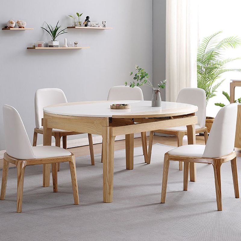 Modern Extendable Furniture Round White Sintered Stone Dining Table with 4 Legs
