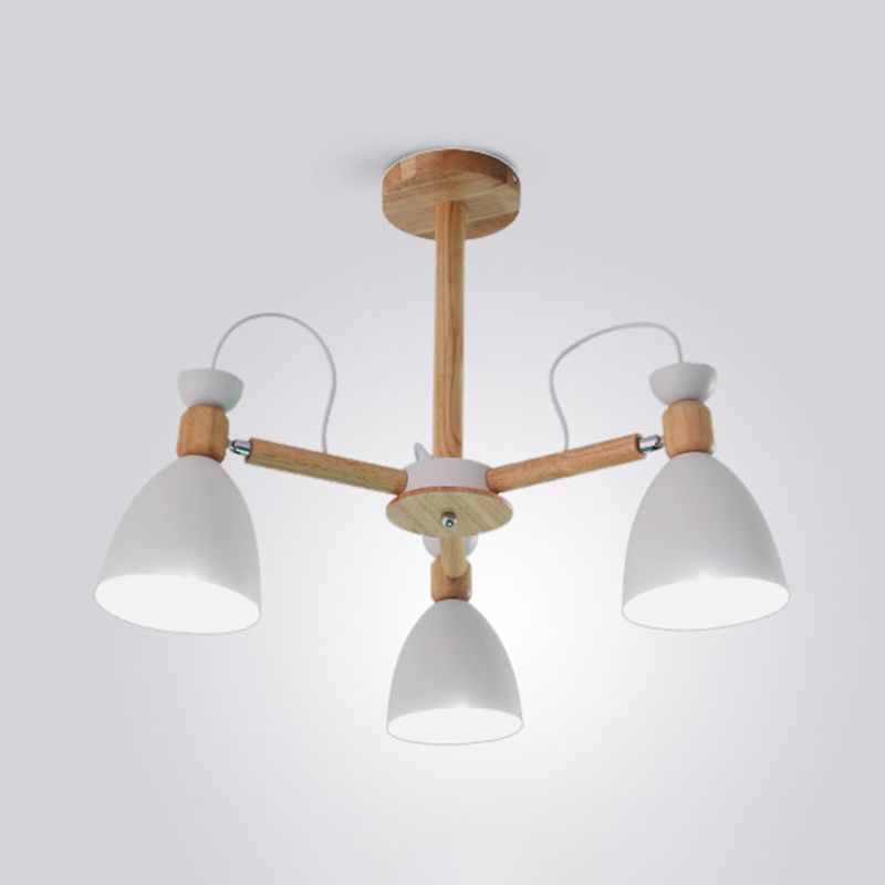 Modern Creative Macaron Pendant Light Wooden Sputnik Hanging Lamp with Wrought Iron Shade