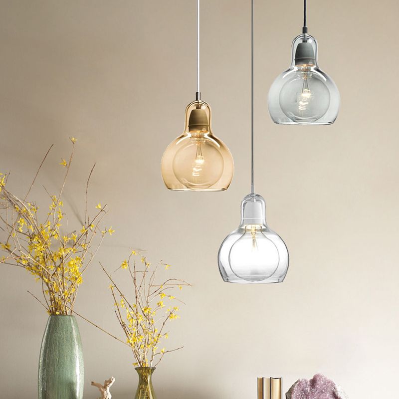 Moderne künstlerische Drum Anhänger Leichte schmiedeeisere Hanglampe mit Doppelglasschatten