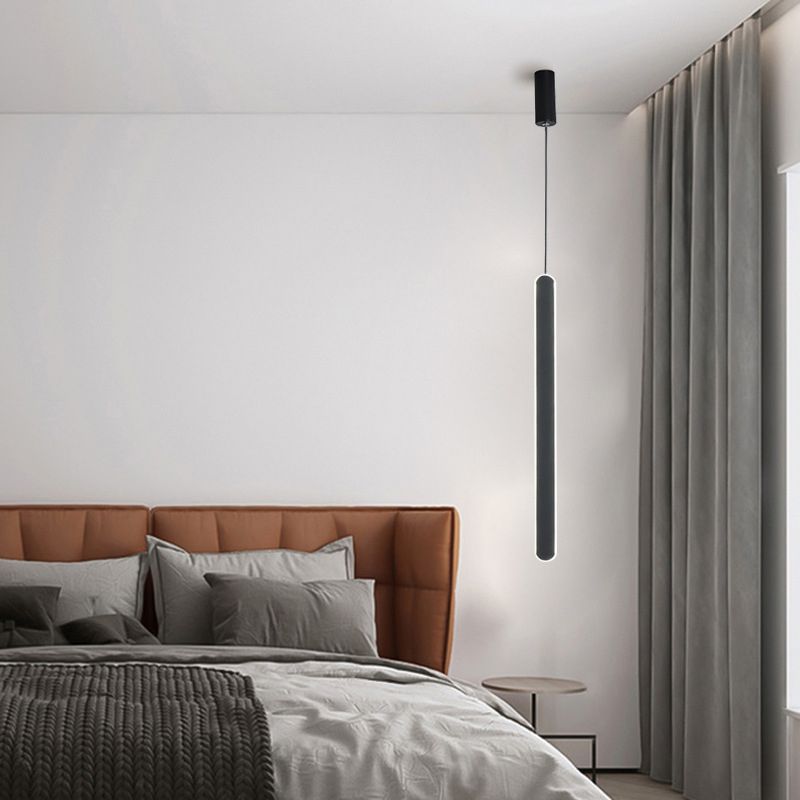 1 Light Linear Hanging Pendant Modern Style Metal Hanging Lighting for Living Room