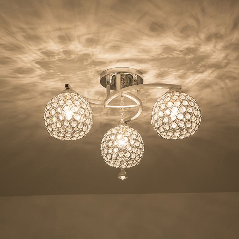 3/5 luci globo semifulto semifulgola lampada semplice cromata cristallo semi-flush per soggiorno